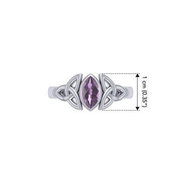 Celtic Knotwork Sterling Silver Ring with Gemstone TR556